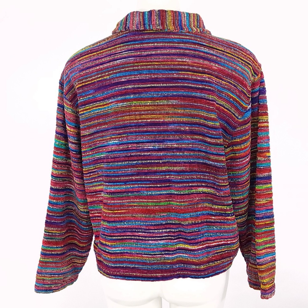 TanTrums Rainbow Striped Corded Jacket Women‎ Multicolor Boho Art to Wear PL - Picture 5 of 7